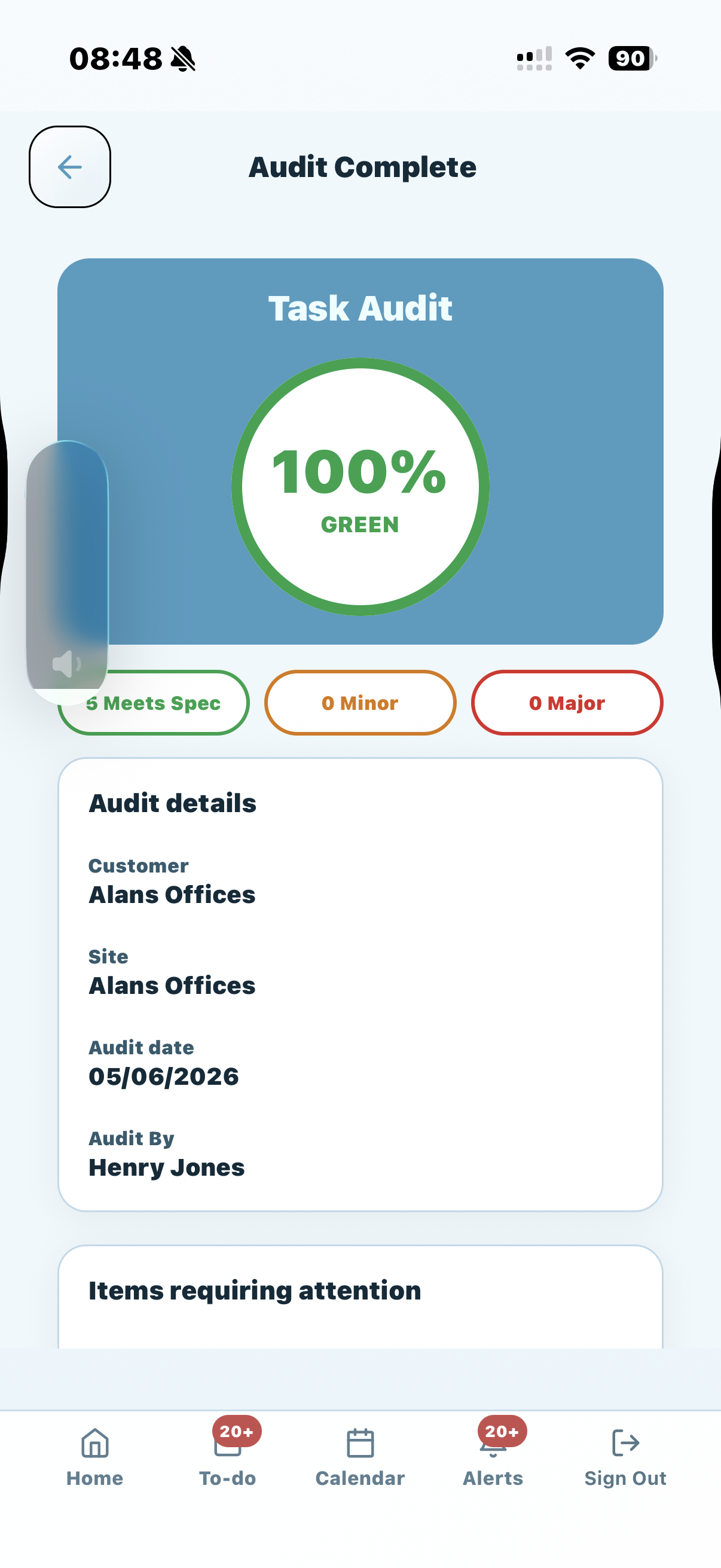 KleanFlo completed cleaning audit result